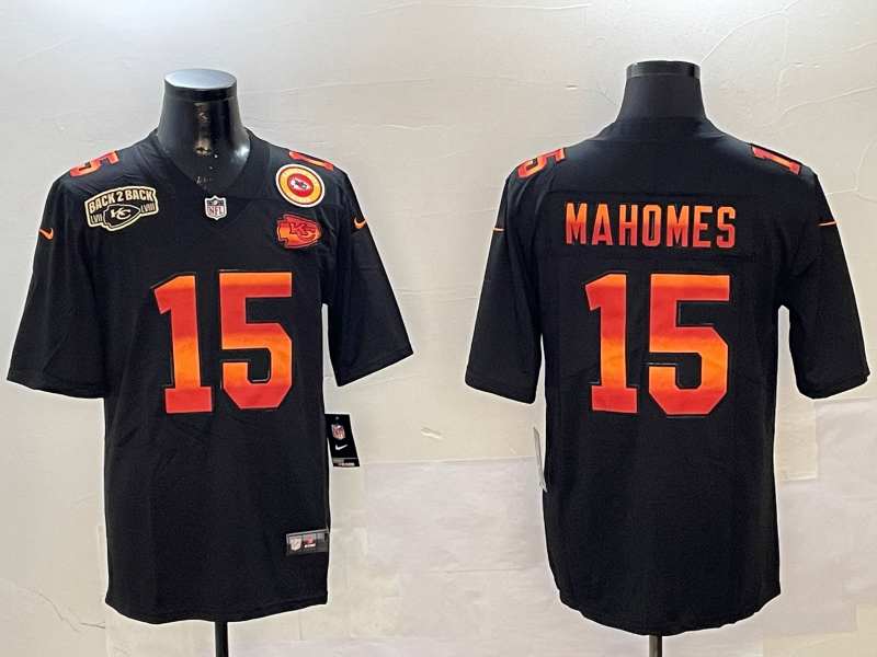 Men Kansas City Chiefs 15 Mahomes black Rainbow 2025 Nike Limited NFL Jersey style 3